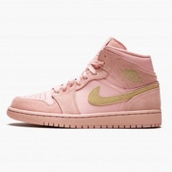 Air Jordan 1 Mid "Coral Gold" Herren/Damen 852542 600 Coral Stardust/Club Gold AJ1 Schwarz Jordan Sneakers