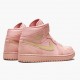 Air Jordan 1 Mid Coral Gold Herren/Damen 852542 600 Coral Stardust/Club Gold AJ1 Schwarz Jordan Sneakers