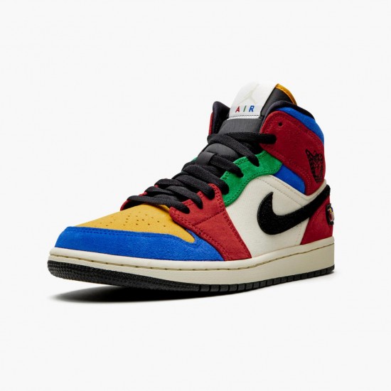 Air Jordan 1 Mid SE Fearless Blau the Great Multicolor/Multicolor CU2805 100 Herren/Damen AJ1 Jordan Sneakers
