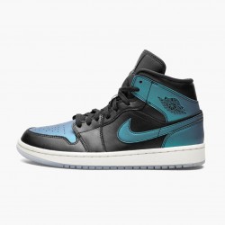 Air Jordan 1 Mid "Iridescent Schwarz" Schwarz/Pale Ivory-Multi-Color BQ6472 009 Herren/Damen AJ1 Jordan Sneakers