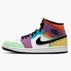 Air Jordan 1 Mid SE "Multicolor" Weiß/Schwarz/Lightbulb/Team Ora CW1140 100 AJ1 Sneakers