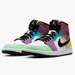 Air Jordan 1 Mid SE "Multicolor" Weiß/Schwarz/Lightbulb/Team Ora CW1140 100 AJ1 Sneakers